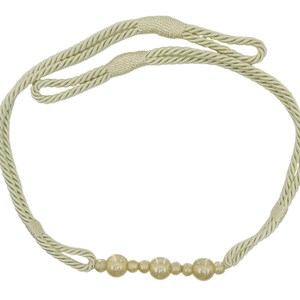 Rope Holdback Tieback, 26" Spread (66cm), Thick (RTB9920BEADED), Cream Ivory #A2 (Cream, Ivory, Off White) Sold Individually image 2