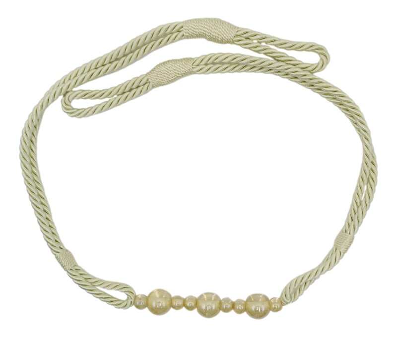 Rope Holdback Tieback, 26" Spread (66cm), Thick (RTB9920BEADED), Cream Ivory #A2 (Cream, Ivory, Off White) Sold Individually image 2