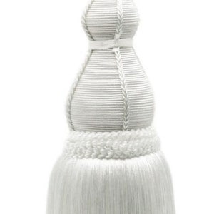 DÉCOPRO Tassel Tieback, Tassel Length 12&quot; (30.5cm), Spread 30&quot; (76cm) # TBH15, Pure White #A1 (Bright White) Sold Individually
