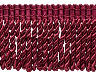 DÉCOPRO 3 inch Long Burgundy Bullion Fringe Trim
