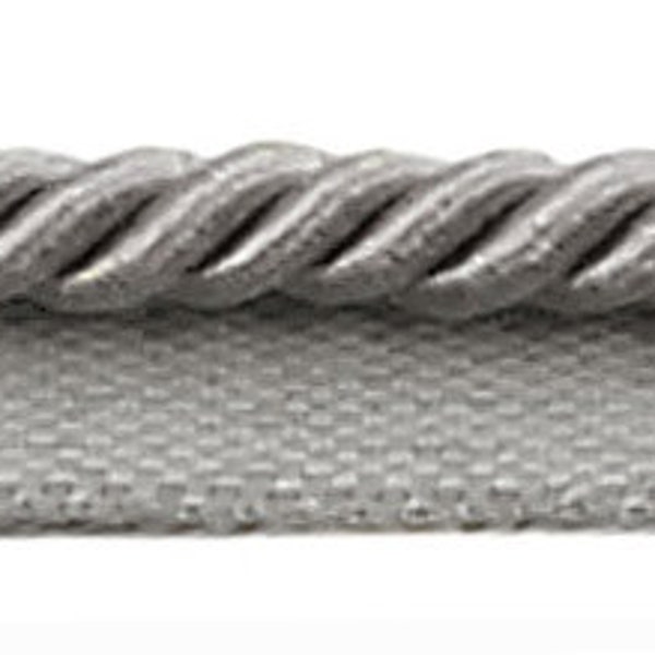 5/16"  Medium Shiny Twisted Rope Cord with Lip | Cord Trim (0516S), Classic Silver #049 (Grey Silver) Sold By The Yard (36"/3 ft/0.9m)