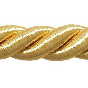 3/8&quot; (1cm) Decorative Twisted 3-ply Rope Cord Trim (Style# 0038NL), Light Gold #B7 (Light Yellow Gold) Sold By The Yard (36&quot;/3 ft/0.9m)