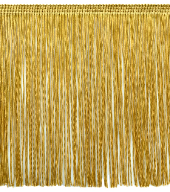 8 (20cm) Long Solid Chainette Fringe Trim (Style# CF08), Antique Gold #C4  (Dark Yellow Gold) Sold by The Yard (36/3 ft/0.9m)