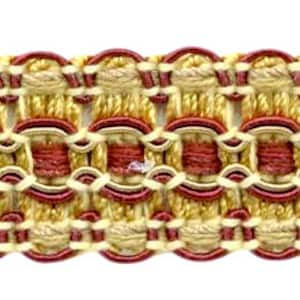 1" Korsettband Borte (0100VG), Bisquit Beige Farbe #VNT31 (Hellbeige, Rostrot, Hellgold) Verkauft als lose Ware (0.9 m)