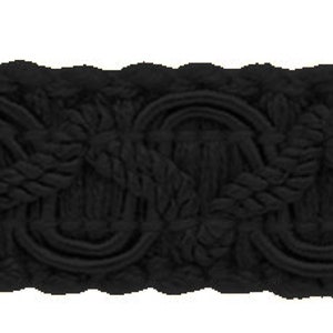 3/4" (1.5cm) Basic Solid Collection Scroll Gimp Braid Trim (0075SGC), Pure Black #K9 (Jet Black) Sold By The Yard (36"/3 ft/0.9m)
