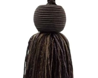 DÉCOPRO Decorative 4" (10cm) Key Tassel, 3 1/2" (8.5cm) Loop# VTS, Umber Brown #VNT27 (Dark Brown) Sold Individually