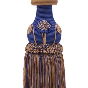 DÉCOPRO Tassel Tieback, Tassel Length 12&quot; (30.5cm), Spread 32&quot; (81cm) # TBBL1 #5817 (Navy Blue, Royal Blue, Golden Beige) Sold Individually