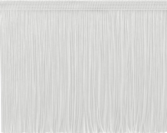 DÉCOPRO 6" (15cm) Chainette Fringe Trim # CF06, Pure White #A1 (Bright White) Sold By The Yard (36"/3 ft/0.9m)
