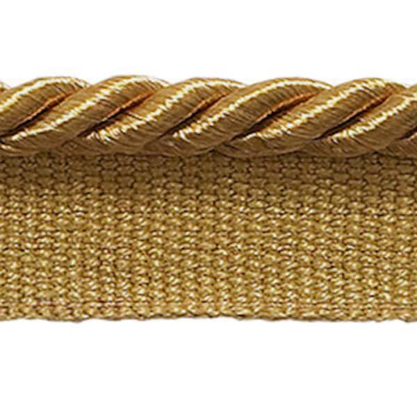 3/16" (0.5cm) Small Shiny Twisted Rope with Lip | Cord Trim (0316S), Dark Gold #C4B (Dark Yellow Gold) Sold By The Yard (36"/3 ft/0.9m)