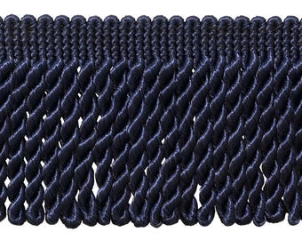 DÉCOPRO 3&quot; Basic Trim Solid Collection Satiny Bullion Fringe Trim # BFS3, Dark Navy Blue #J3 (Dark Blue) Sold By The Yard (36&quot;/3 ft/0.9m)