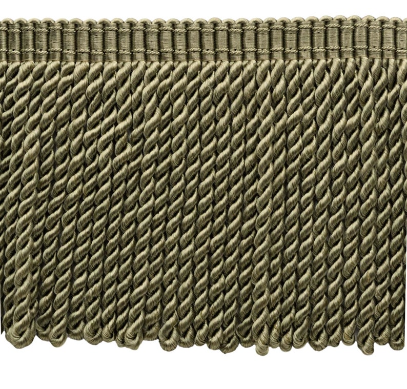 6 inch Long 15 Ft 4.6M Beaver Green Bullion Fringe Trim with Decorative Gimp Design Style# BFS6-WVN Color: L80 5 Yard Value Pack