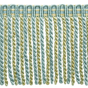 6" (15cm) long Bullion Fringe Trim with Knitted Header (Style# DB6) #5939 (Silver Blue, Gold, Off White) Sold By The Yard (36"/3 ft/0.9m)