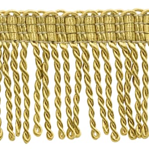 2&quot; (5cm) Basic Trim Collection Thin Bullion Fringe Trim (Style# BFT2), Antique Gold #C4 (Dark Yellow Gold) 10 Yards (30 ft/9.5m)