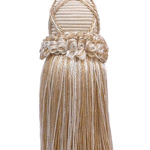 DÉCOPRO 5 1/2" (14cm) Key Tassel, 4" (10cm) Loop# KTIC, White Sands #4001 (White Ivory, Cream Ivory, Light Beige) Sold Individually