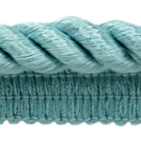 Large Light Aqua Blue 3/8 inch Basic Trim Cord With Lip, Sold by The Yard , Style# 0038S Color: M17