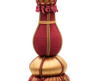 DÉCOPRO Large Elegant Curtain Tassel Tieback, Tassel Length 12", Spread 30" # TBAX12#LX07 (Rust Red,Gold Beige,Red Orange) Sold Individually