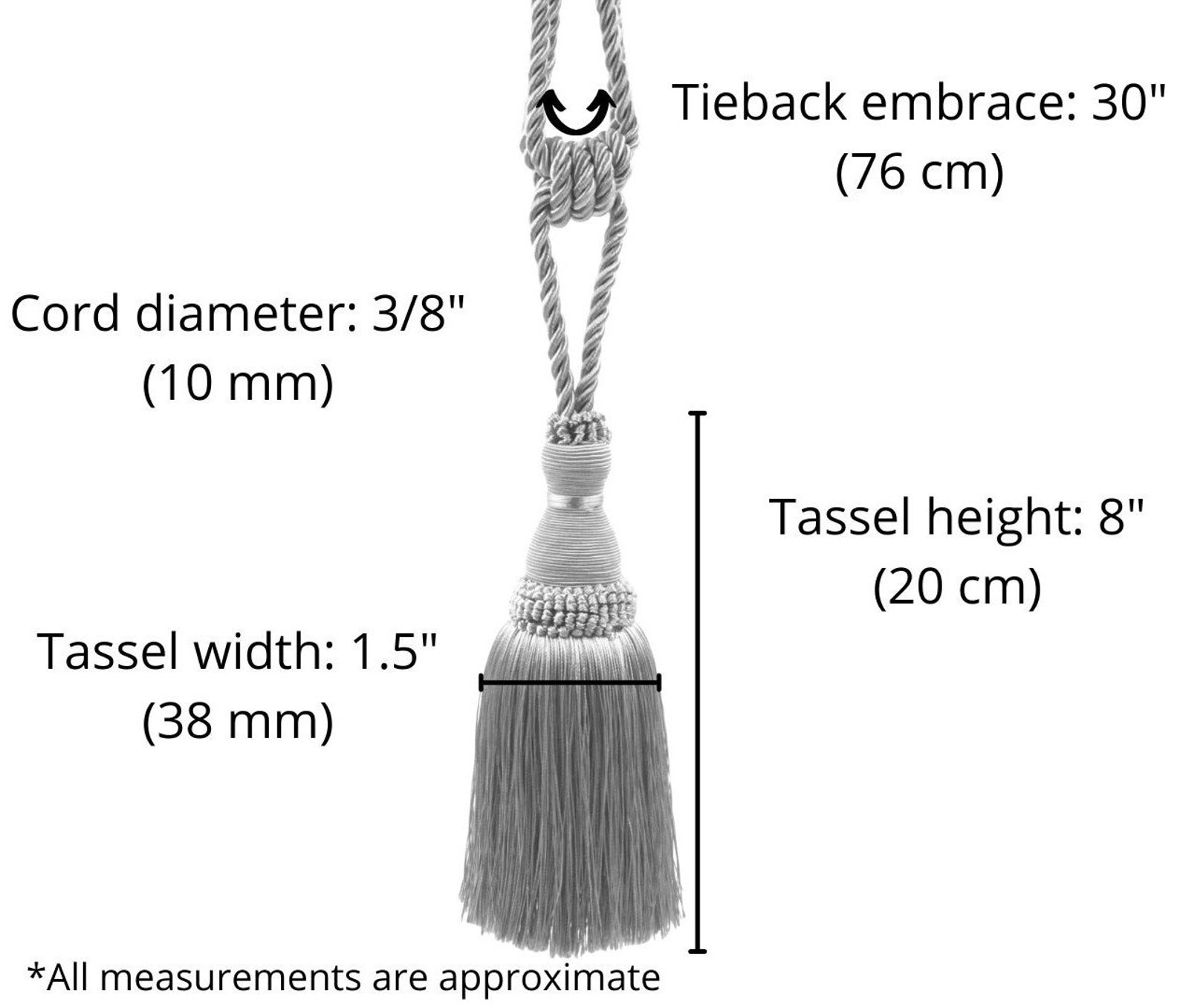 DÉCOPRO Curtain & Drapery Tassel Tieback, Tassel Length 8