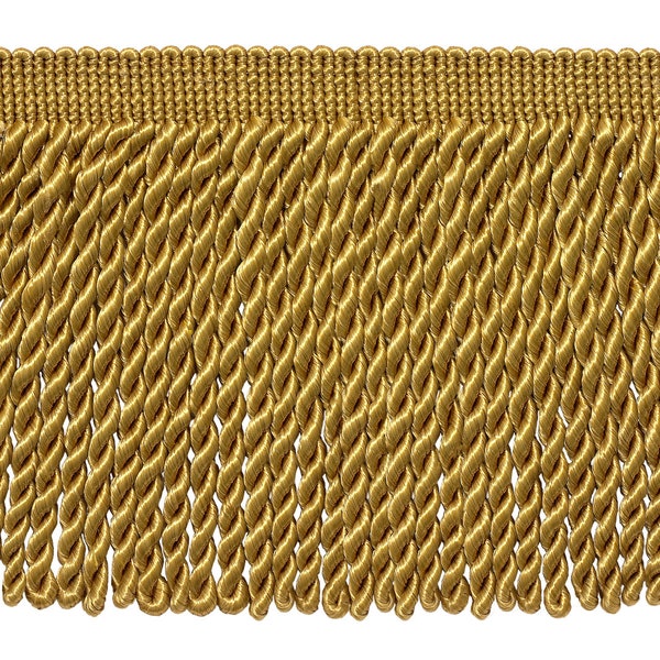 6" (15cm) Bullion Fringe Trim (Style# BFS6), Antique Gold #C4 (Dark Yellow Gold) Sold By The Yard (36"/3 ft/0.9m)