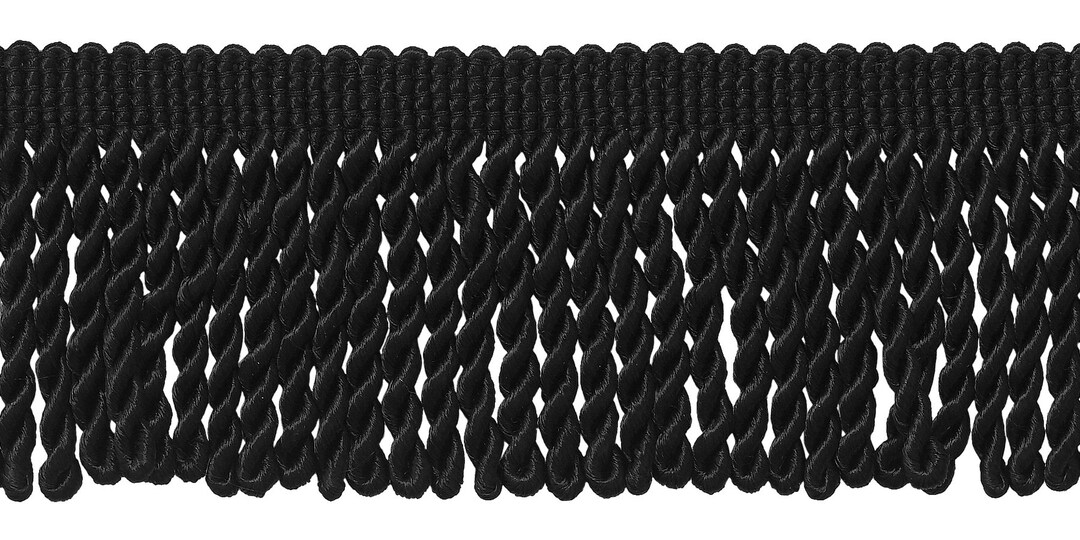 2 1/2 6cm Long Bullion Fringe Trim style EF25, Pure Black K9 jet Black