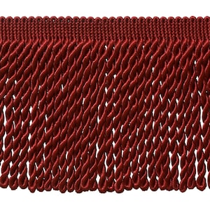 DÉCOPRO 6" (15cm) Decorative Bullion Fringe Trim, Traditional Satiny Finish # BFS6, Cherry Red #E13, Sold By The Yard (36"/3 ft/0.9m)