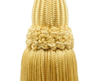 DÉCOPRO Decorative Silky 5" (12.5cm) Key Tassel, 5" (12.5cm) Loop# SKT, Light Gold #B7 (Light Yellow Gold) Set of 2