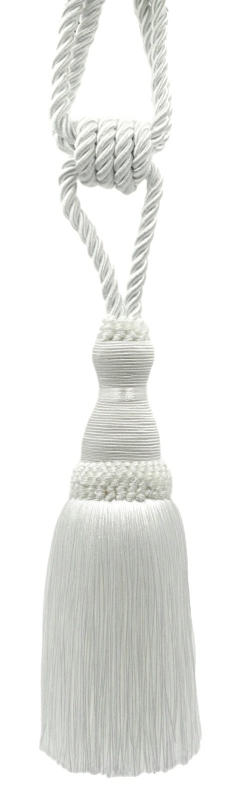 DÉCOPRO Elegant Curtain & Drapery Tassel Tieback, Tassel Length 8" (20cm), Spread 30" (76cm) # TBH8, Pure White #A1 (Bright White) Set of 4