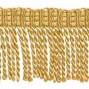 2&quot; (5cm) Basic Trim Collection Thin Bullion Fringe Trim (Style# BFT2), Light Gold #B7 (Light Yellow Gold) Sold By The Yard (36&quot;/3 ft/0.9m)