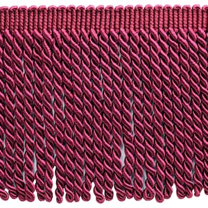 DÉCOPRO 6" (15cm) Decorative Bullion Fringe Trim, Traditional Satiny Finish # BFS6 Dark Raspberry Red #E10D4 27 Yards (82 ft/25m)