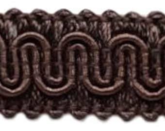5/8" (1.5cm) Basic Solid Collection Scroll Gimp Braid Trim # 0058SG, Mocha Brown #D2 (Dark Chocolate Brown) Sold By The Yard (36"/3 ft/0.9m)