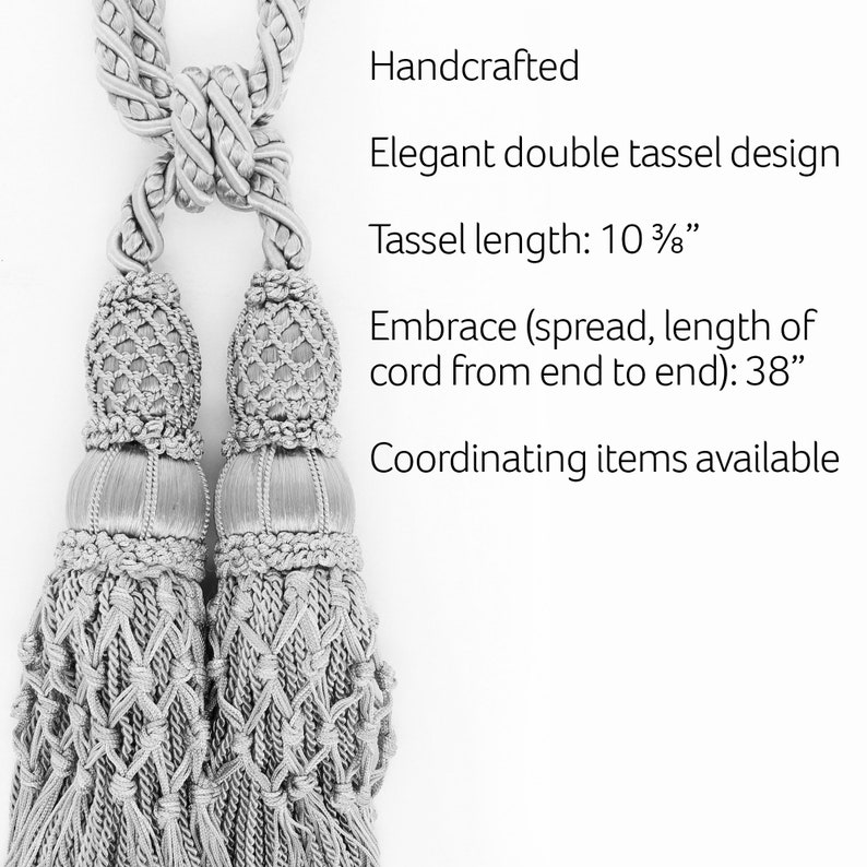 Artichoke Green Curtain and Drapery Large Double Tassel Tieback 10 tassel 38 S Pebble Pair of Beautiful Sandstone