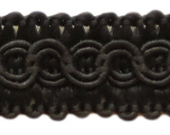 1/2&quot; (1cm) Basic solid Collection Scroll Gimp Braid Trim # 0050SG, Pure Black #K9 (Jet Black) Sold By The Yard (36&quot;/3 ft/0.9m)