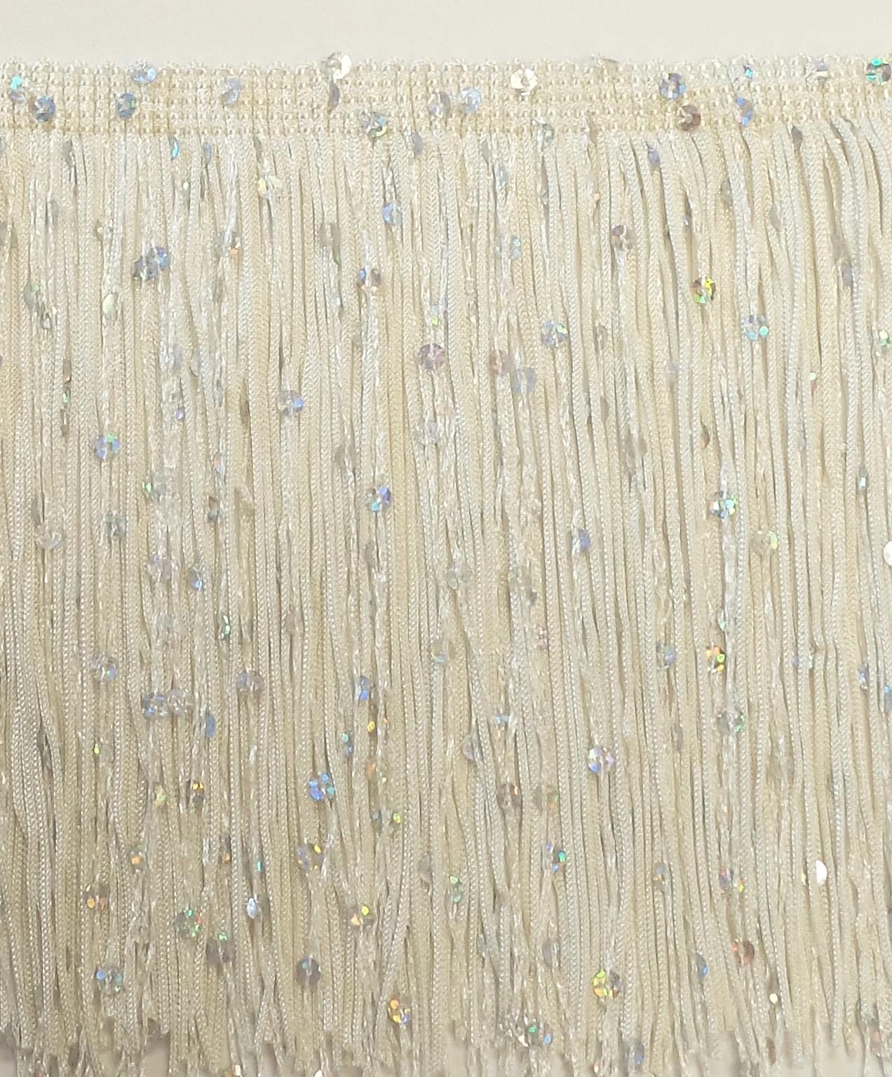 DecoPro 30 Cm Fransenborte – Elfenbein, Aus Polyester, Ideal Für Kleidung, Vorhänge & Deko-Projekte