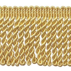 2 1/2" (6cm) long Bullion Fringe Trim (Style# EF25), Light Gold #B7 (Light Yellow Gold) Sold By The Yard (36"/3 ft/0.9m)