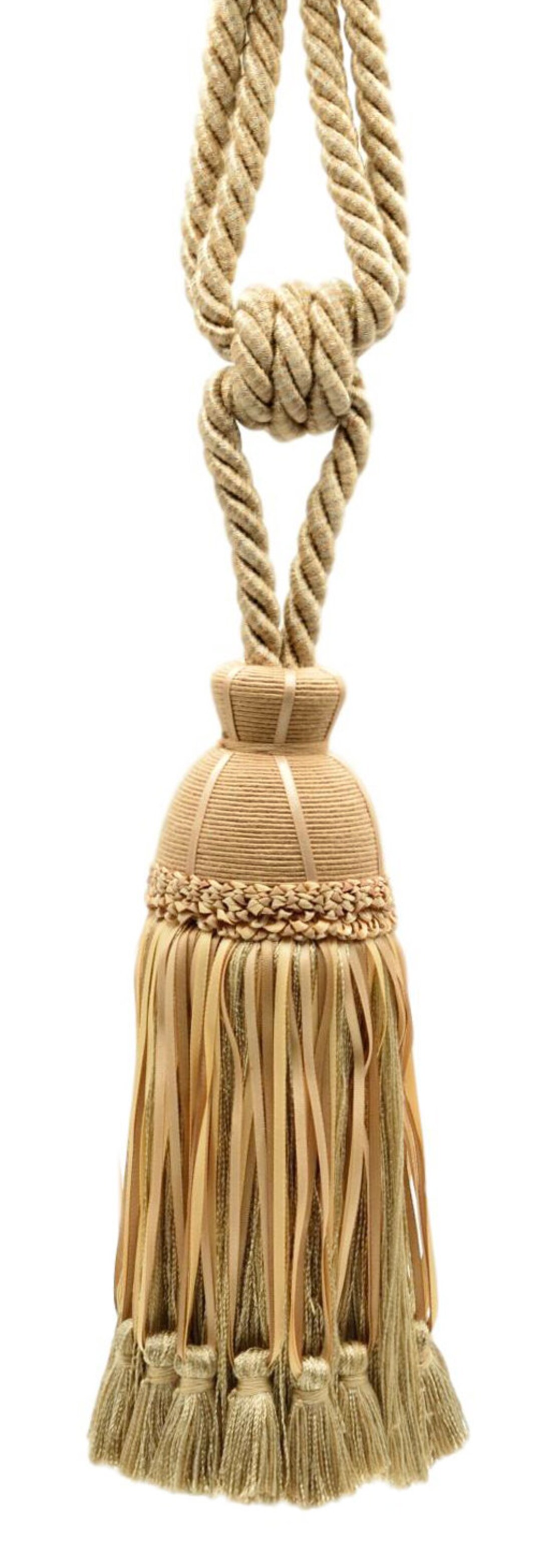 Caramel Beige Gorgeous, Large Ribbon Tassel Tieback / 9 1/2 Inch Long ...