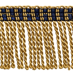 May include: Gold and blue trim with a fringe of twisted gold threads.