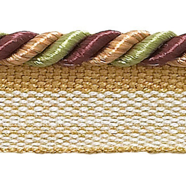 3/16" (0.5cm) Rope with Lip | Cord Trim #7346 (Olive Green, Sage Green, Rose Pink) Sold By The Yard (36"/3 ft/0.9m)