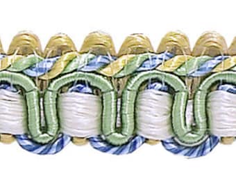 1/2" (1cm)  Gimp Braid Trim (0050IG), Spring Green Multicolor #4668 (Mint Green, Sky Blue, Light Gold) Sold By The Yard (36"/3 ft/0.9m)