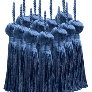 Set of 12 / Petite Key Tassel / 3" Tassel with 1" Loop / Style# BT3 (11309) Color: French Blue - M45