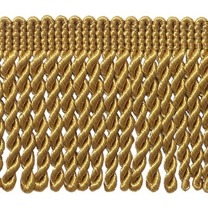 2 1/2&quot; (6cm) long Bullion Fringe Trim (Style# EF25), Antique Gold #C4 (Dark Yellow Gold) Sold By The Yard (36&quot;/3 ft/0.9m)