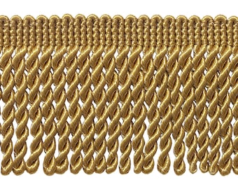 2 1/2&quot; (6cm) long Bullion Fringe Trim (Style# EF25), Antique Gold #C4 (Dark Yellow Gold) Sold By The Yard (36&quot;/3 ft/0.9m)