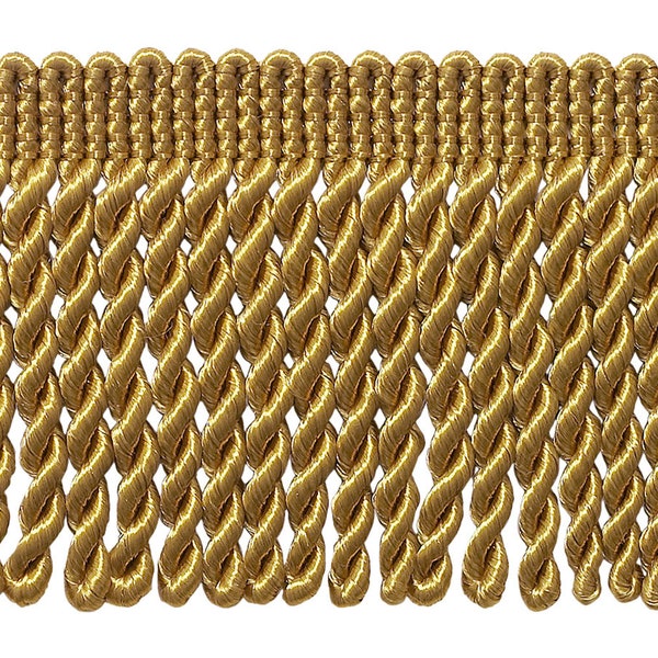 2 1/2" (6cm) long Bullion Fringe Trim (Style# EF25), Antique Gold #C4 (Dark Yellow Gold) Sold By The Yard (36"/3 ft/0.9m)