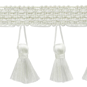 2 1/2&quot; (6cm) long Tassel Fringe Trim (Style# ETF) #A3 (White Ivory, Cream Ivory, Off White) Sold By The Yard (36&quot;/3 ft/0.9m)