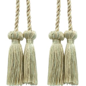 DÉCOPRO Double Tassel Curtain and Drapery Tieback / Holdback, 3" (7.5cm), 27" (68.5cm) # CCT, Shell Ivory #PR01 Set of 2