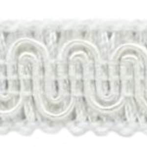 May include: White decorative trim with a looped design. The trim is made of a soft, flexible material and is perfect for adding a touch of elegance to any project.