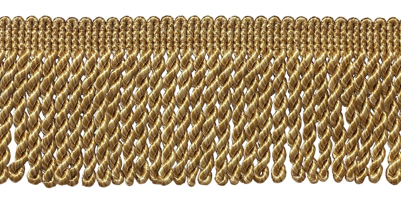 2 1/2" (6cm) long Bullion Fringe Trim (Style# EF25) #8534 (Two-Tone Gold, Light Gold/Dark Gold) Sold By The Yard (36"/3 ft/0.9m) image 1