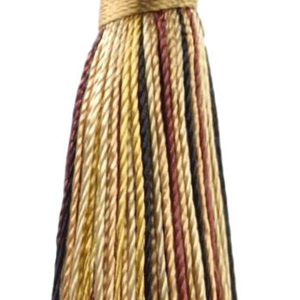 Black, Auburn, Straw, Harvest Gold,  Key Tassel / 3 inch Tassel 1 inch loop / Princess Collection / Style# BT3 Color: Cocoa Praline PR16