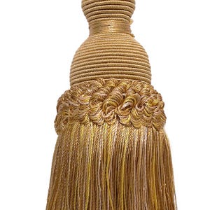 DÉCOPRO Beautiful Hand-crafted 5" Key Tassel, 3 1/2" (8.5cm) Loop, # IKTJ, Rustic Gold #4975 (Light, Beige, Yellow Gold) Sold Individually