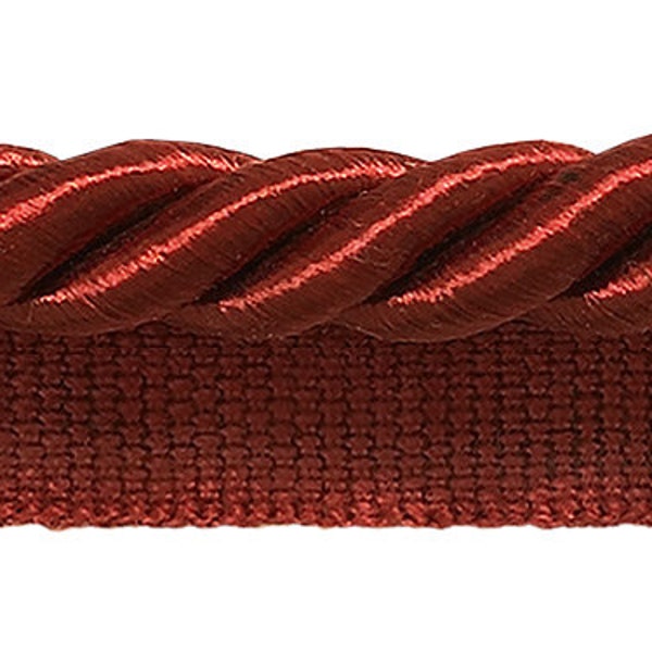 Large 3/8" Red Basic Trim Cord With Sewing Lip, Sold by The Yard , Style# 0038S Color: Cherry Red -E13