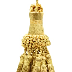 DÉCOPRO Elegant Hand Crafted 4" (10cm) Key Tassel, 3" (7.5cm) Loop# NKT, Canary Gold #4875 (Dark Gold, Yellow Gold) Sold Individually