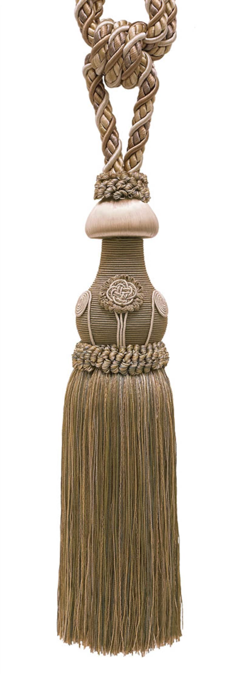 Decorative Beige Multi Tone Curtain /& Drapery Tassel Tieback 12 tassel 716 Cord embrace Baroque Coll 32 Spread